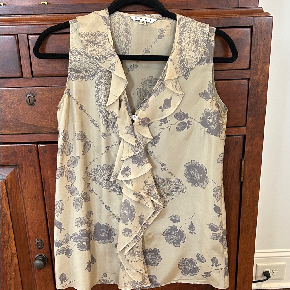 CAbi 100% silk ruffle blouse